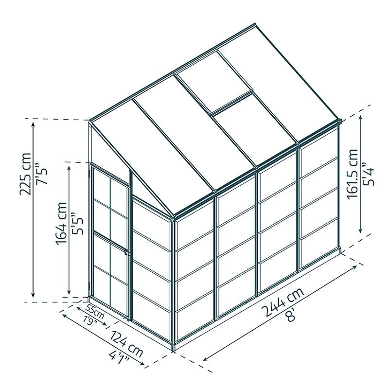 Palram Canopia Hybrid Lean-To 4' x 8' Greenhouse