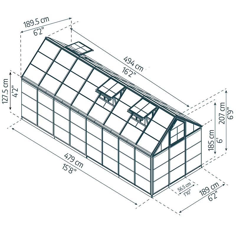 canopia snap and grow greenhouse 6x16 dimensions 